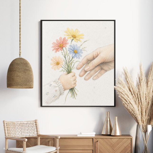Poster Mãos Delicadas Compartilhando Flores Silvestres (Criador carregado)