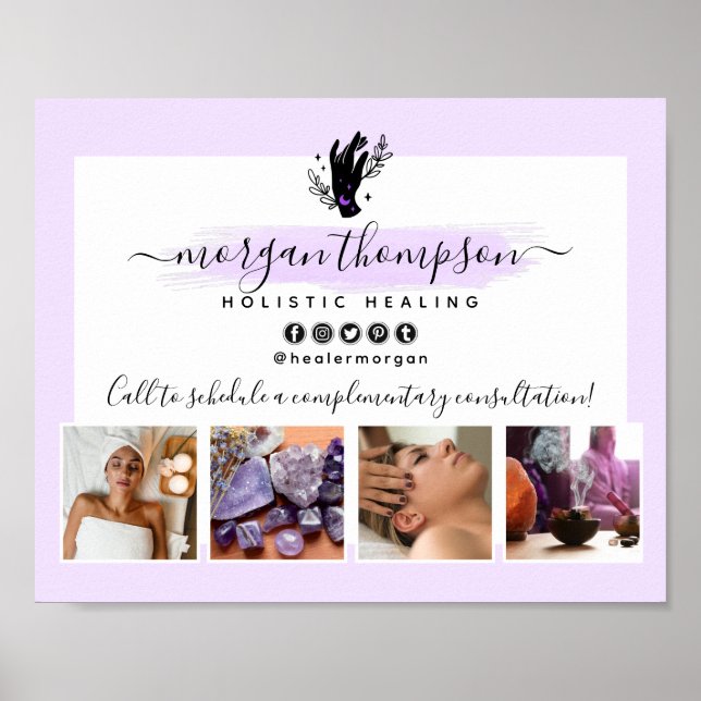 Poster Mãos e Lua Fase Massagem Spa Marketing Salão (Frente)