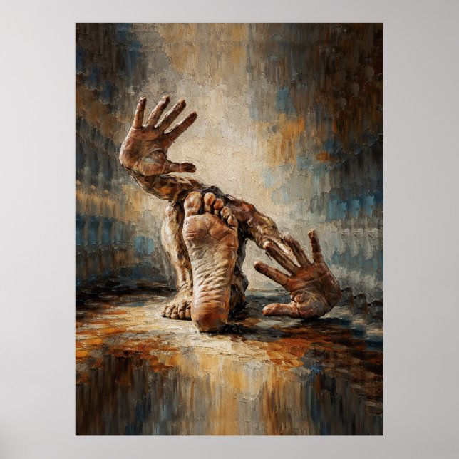 Poster Mãos e Pés Surreais que se Arrastam Expressivos (Frente)