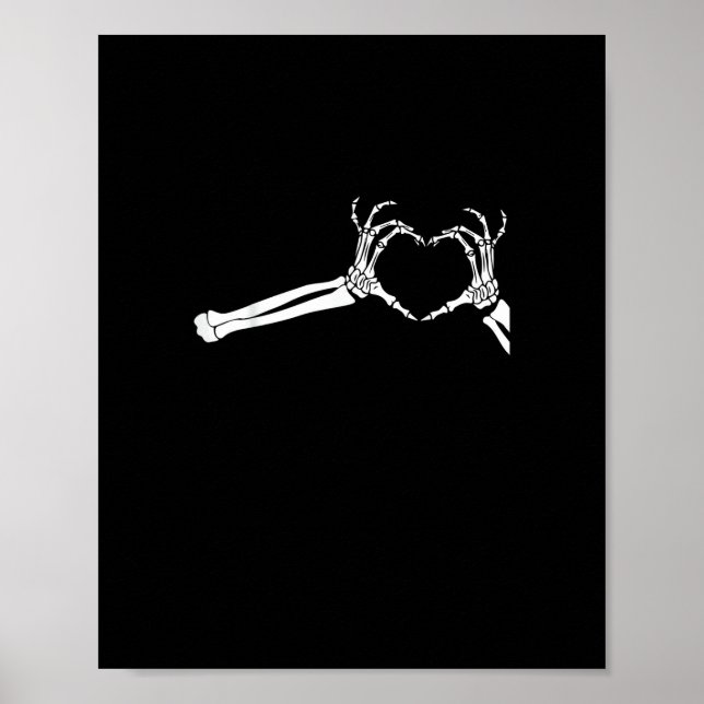 Poster Mãos Engraçadas Do Coração. Halloween Costume Skel (Frente)