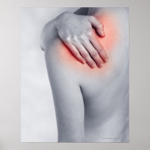 Poster Mãos fêmeas que guardaram o ombro e a massagem
