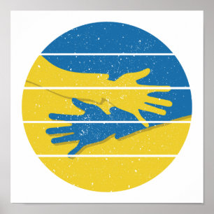 Poster Mãos minimalistas apoiam a Ucrânia, salvam a Ucr