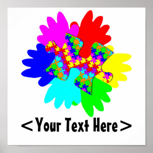 Pôster Mãos Personalizáveis E Peça Quebra-cabeça De Enigm