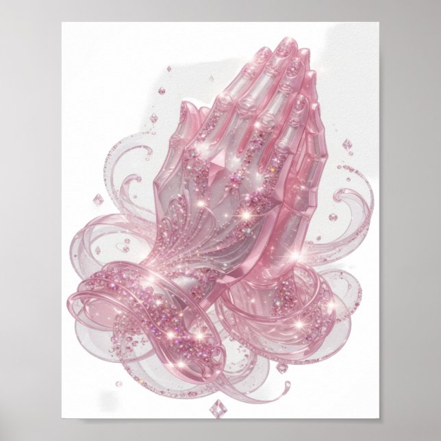 Poster Mãos rezando cor de rosa Snappy (Frente)