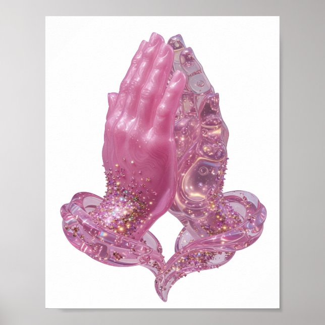 Poster Mãos rezando em prata com estilo (Frente)