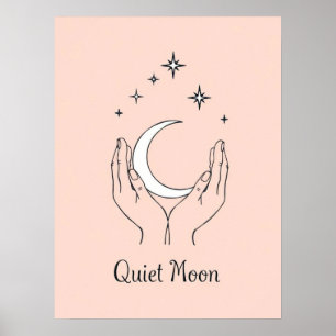 Poster Mãos Segurando Crescente Arte da Lua