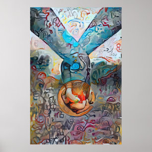Poster Mãos Seguras Amor Abstrato colorido