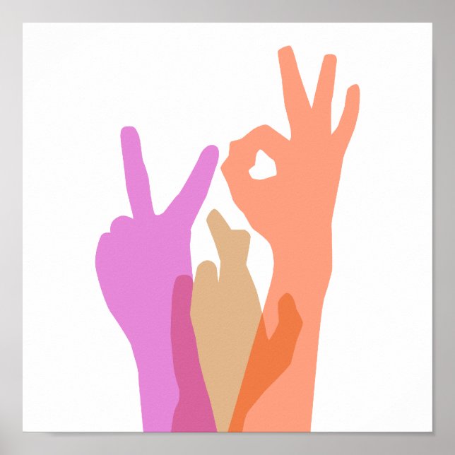 Pôster Mãos - Sorte de Paz OK (Frente)