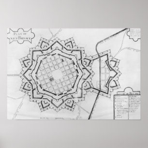 Poster Map and fortifications of Neuf-Brisach