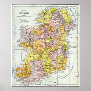 Pôster MAP: IRELAND, c1890