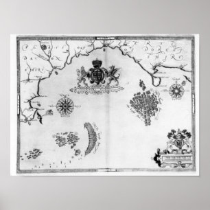 Pôster Map No.5 Showing the route of the Armada fleet