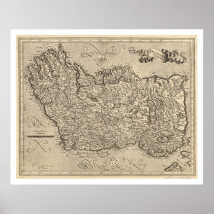 Pôster Map of Ancient Ireland by Mercator 1580