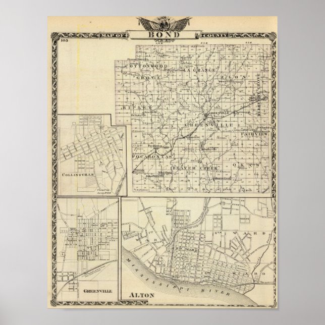 Poster Map of Bond County, Alton (Frente)