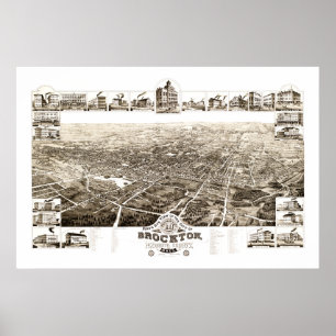 Poster Map of Brockton, Massachusetts in 1882