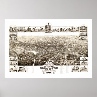 Poster Map of Brockton, Massachusetts in 1882