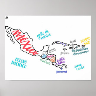 Poster Map of Central America