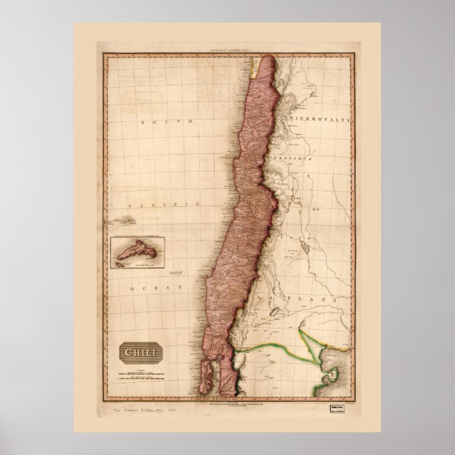 Poster Map of Chile (1818) (Frente)