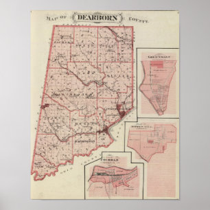 Pôster Map of Dearborn County with Greendale