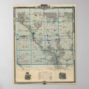 Poster Map of Delaware County, State of Iowa