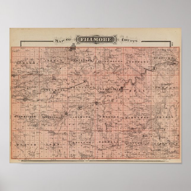 Poster Map of Fillmore County, Minnesota (Frente)
