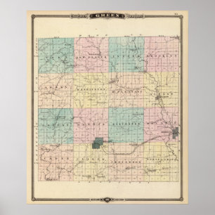 Poster Map of Green County, State of Wisconsin