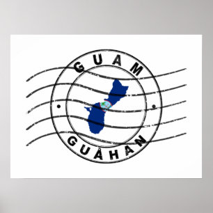 Poster Map of Guam, Postal Passport Stamp