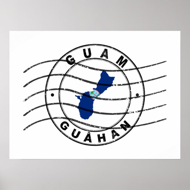 Poster Map of Guam, Postal Passport Stamp (Frente)
