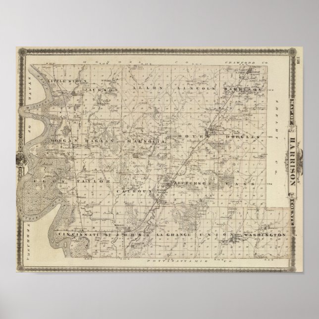 Pôster Map of Harrison County, State of Iowa (Frente)