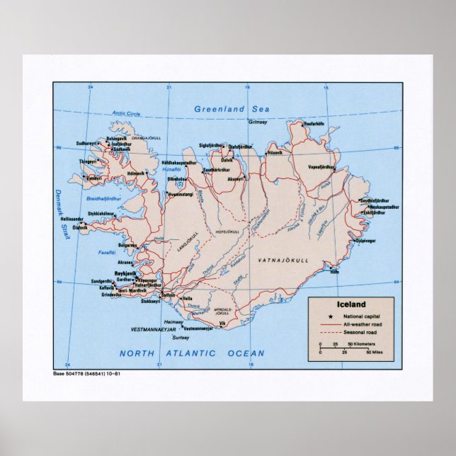 Poster Map of Iceland (1981) (Frente)