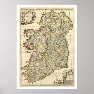 Pôster Map of Ireland by Frederik de Wit 1710