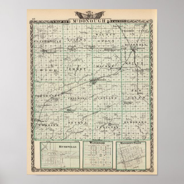 Pôster Map of McDonough County, Rushville (Frente)