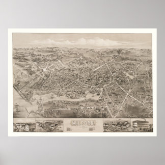 Pôster Map of Milford, CT from 1882