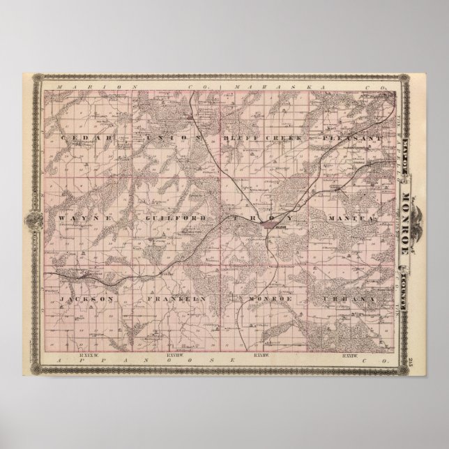 Poster Map of Monroe County, State of Iowa (Frente)