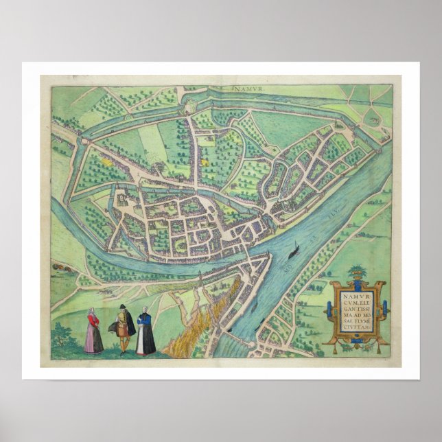 Poster Map of Namur, from 'Civitates Orbis Terrarum' by G (Frente)