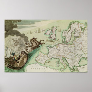 Poster Map of Naval Attack on England by Napoleon