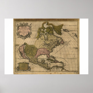 Poster Map of North America dated 1694