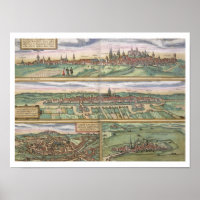 Map of Nuremberg, Ulm, and Saltzburg, from 'Civita