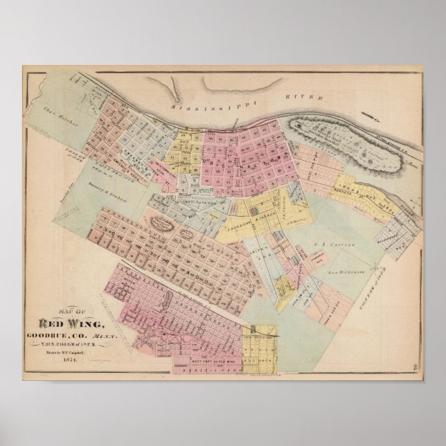 Poster Map of Red Wing, Goodhue County, Minnesota (Frente)