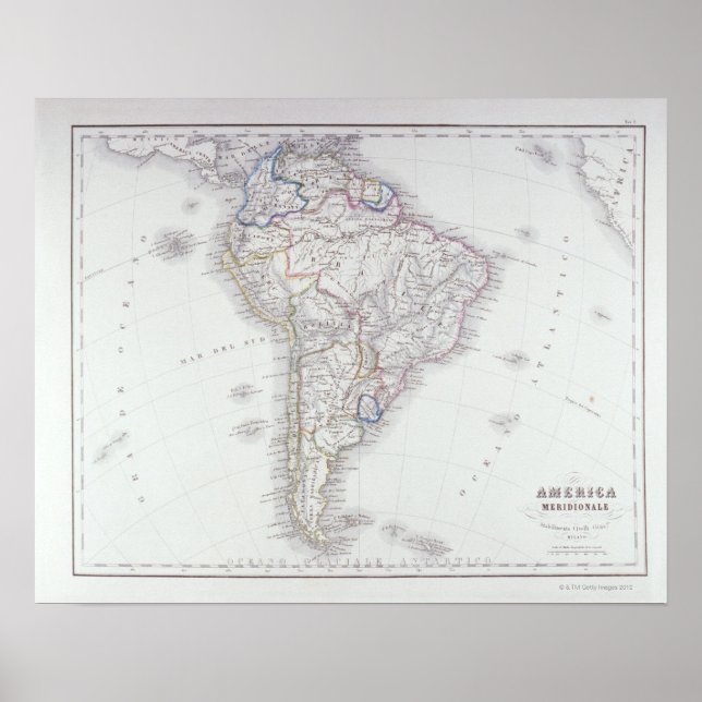 Pôster Map of South America (Frente)
