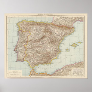 Poster Map of Spain and Portugal