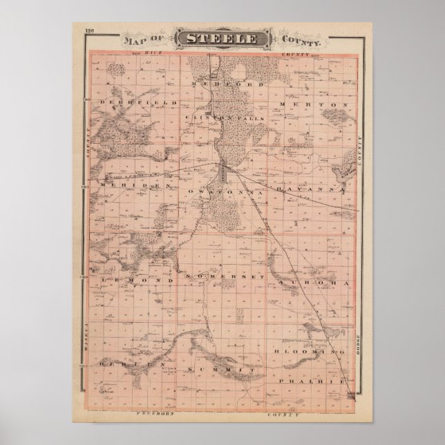Poster Map of Steele County, Minnesota (Frente)