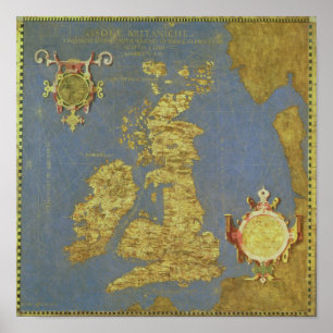 Poster Map of the 16th Century British Isles