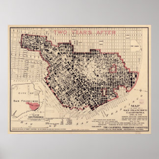 Pôster Map of the 1906 San Francisco Fire