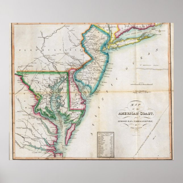 Poster Map of the American Coast (Frente)