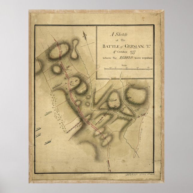 Poster Map of the Battle of Germantown (Oct. 4th 1777) (Frente)