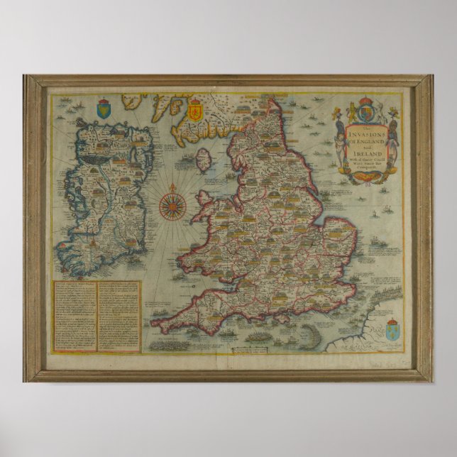 Poster Map of The Invasions of England & Ireland (Frente)