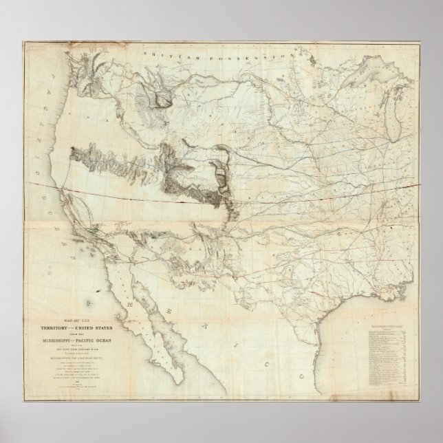 Pôster Map Of The Territory Of The United States (Frente)
