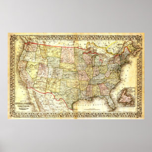 Poster Map of the United States (19th century)
