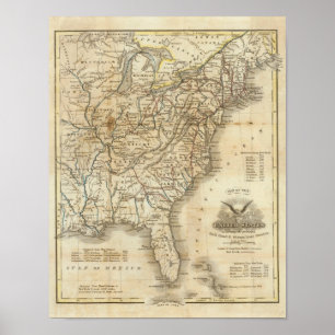 Pôster Map Of The United States 3