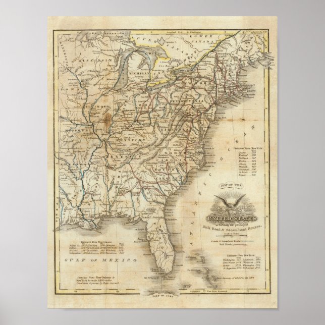 Pôster Map Of The United States 3 (Frente)